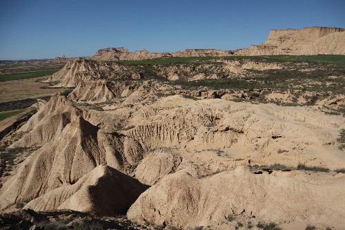 Image shows Badland in the arid Bardenas Reales natural park in Spain